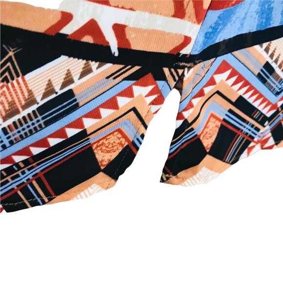 Chico's Blouse Geo Boho Aztec Tribal Tie Sleeve Women Size 1Medium Multi-Color - Picture 7 of 11